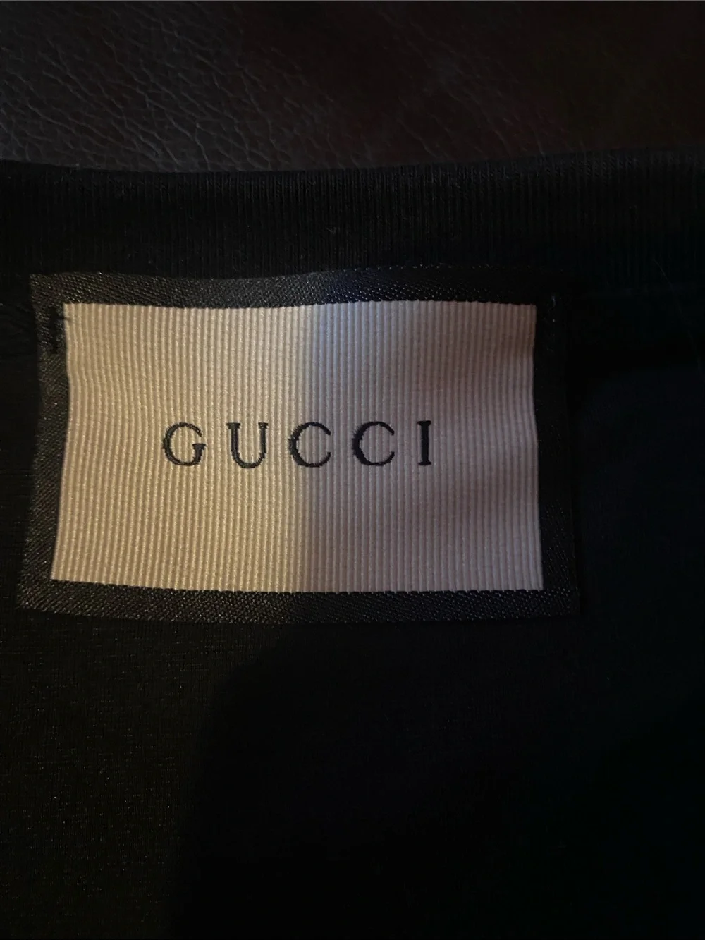 Gucci Black Tee with Yellow, Blue, Pink and White Retro Logo, Size S Men’s